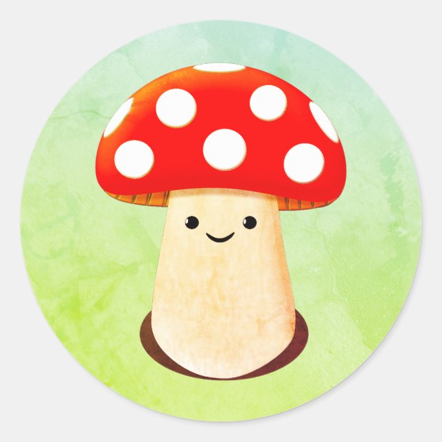 Niedliches Pilz Zeichnend Runder Aufkleber (Vorderseite)