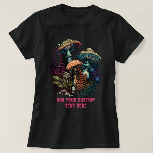 Niedliches Pilzhaus Blumen, Pilzliebhaber T-Shirt (Design vorne)