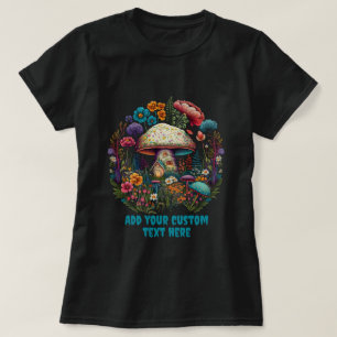 Niedliches Pilzhaus Blumen, Pilzliebhaber T-Shirt