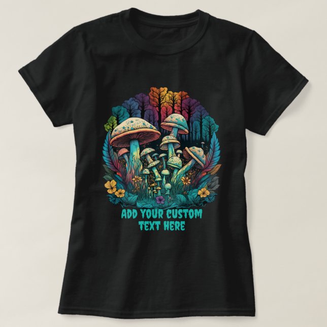 Niedliches Pilzhaus Blumen, Pilzliebhaber T-Shirt (Design vorne)