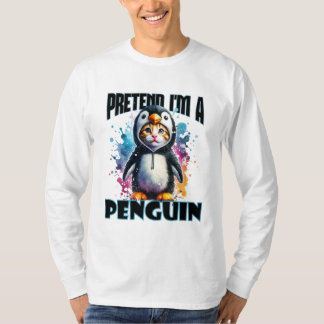 Niedliches Pinguin Cat Design für spielerische Kre T-Shirt