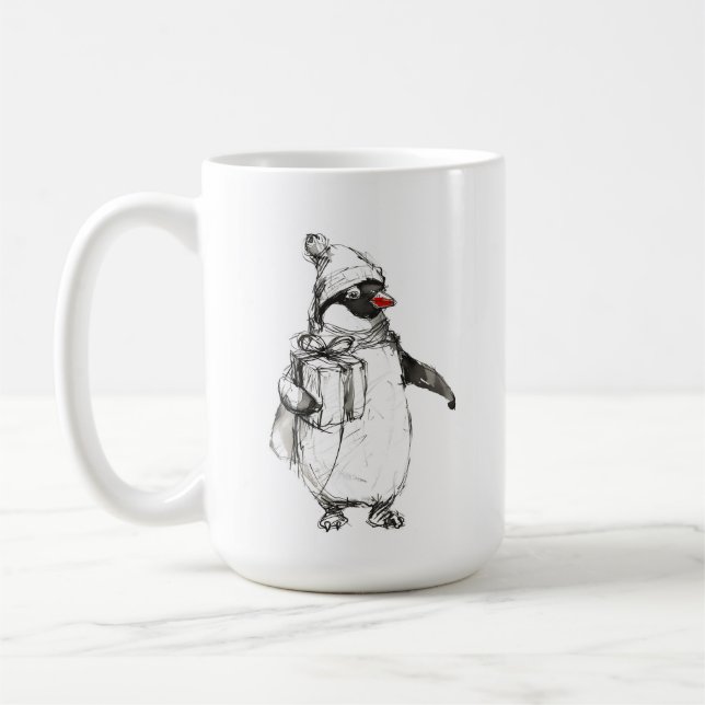 Niedliches Pinguin-Holding-Geschenk Kaffeetasse (Links)