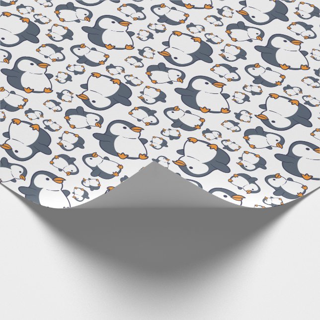 Niedliches Pinguin Winter Kindergeburtstag Party Geschenkpapier (Ecke)