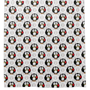 Niedliches Pinguinoberflächen-Muster drucken Duschvorhang
