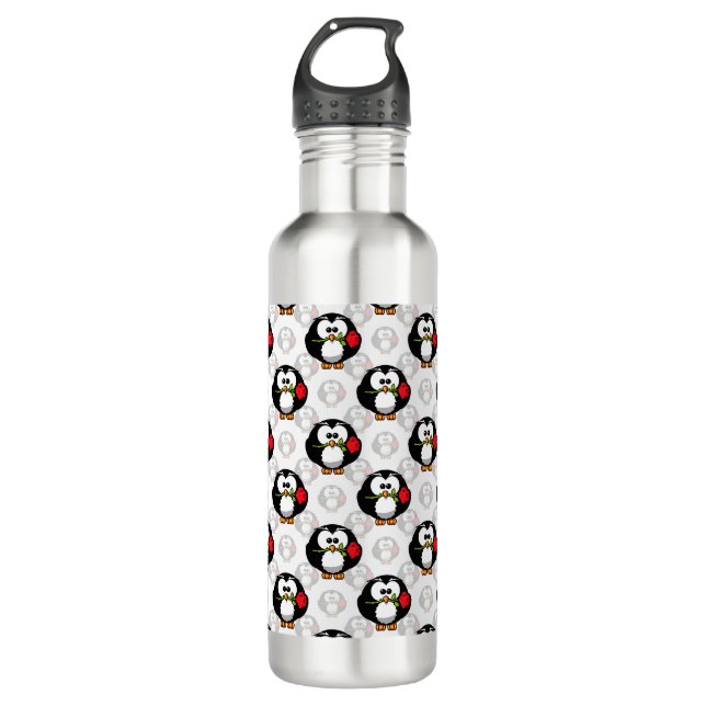 Niedliches Pinguinoberflächen-Muster drucken Edelstahlflasche (Vorderseite)