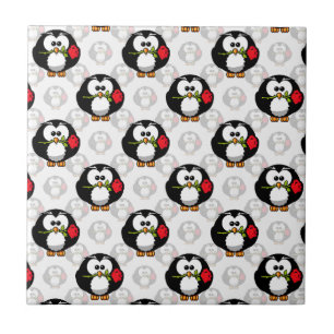 Niedliches Pinguinoberflächen-Muster drucken Fliese