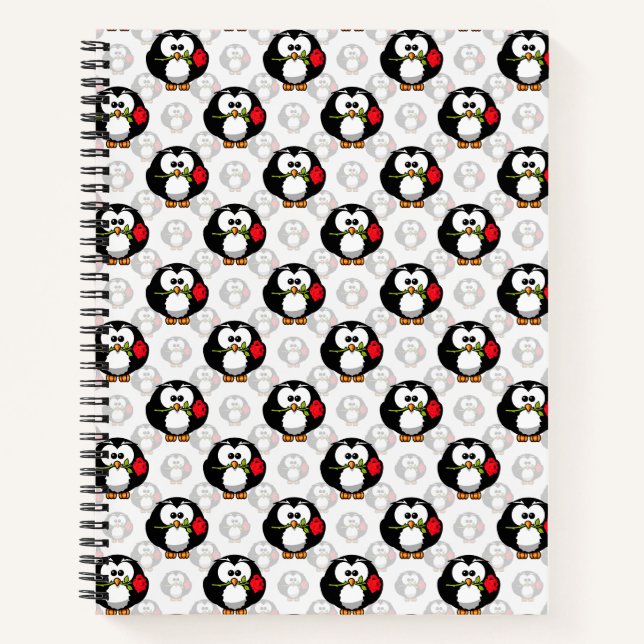Niedliches Pinguinoberflächen-Muster drucken Notizbuch (Vorderseite)