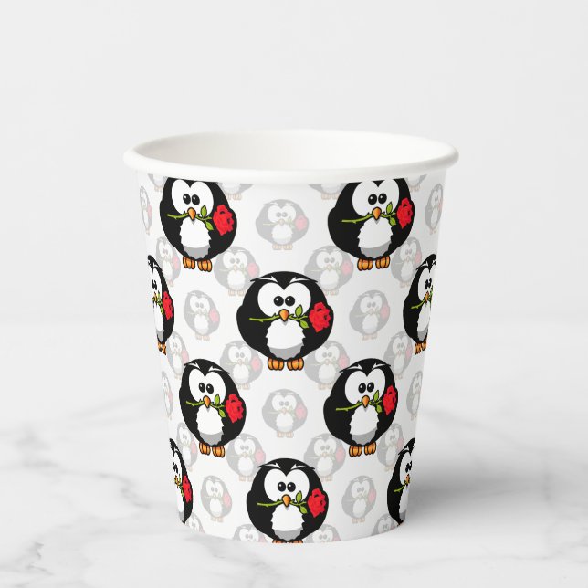 Niedliches Pinguinoberflächen-Muster drucken Pappbecher (Vorderseite)