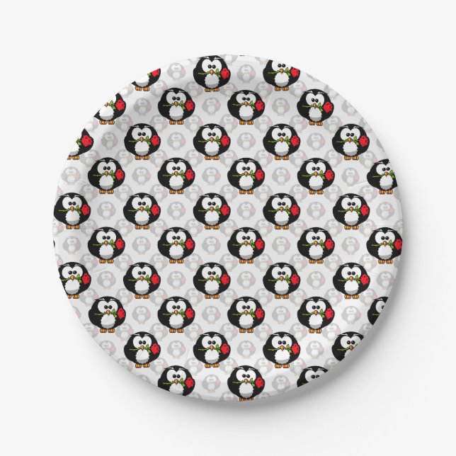 Niedliches Pinguinoberflächen-Muster drucken Pappteller (Vorderseite)