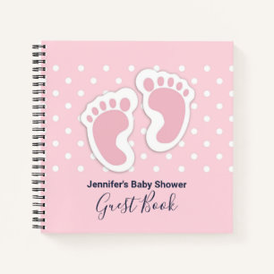Niedliches Pink Baby Girl Footprints Gästebuch Notizbuch