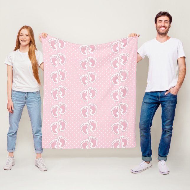 Niedliches Pink Baby Girl Footprints Muster Fleecedecke (Beispiel)