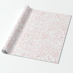 Niedliches Pink Baby Item Muster Geschenkpapier
