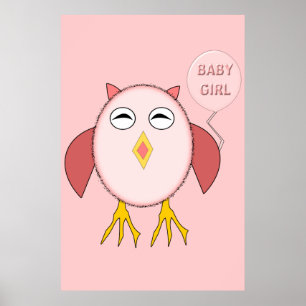 Niedliches Pink Baby Owl Poster