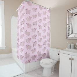 Niedliches Pink Baby Pantoletten Muster & Dots Duschvorhang