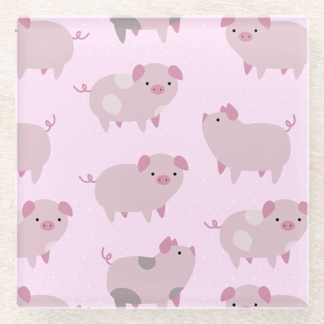 Niedliches Pink Baby Pantoletten Muster & Dots Glasuntersetzer (Vorderseite)