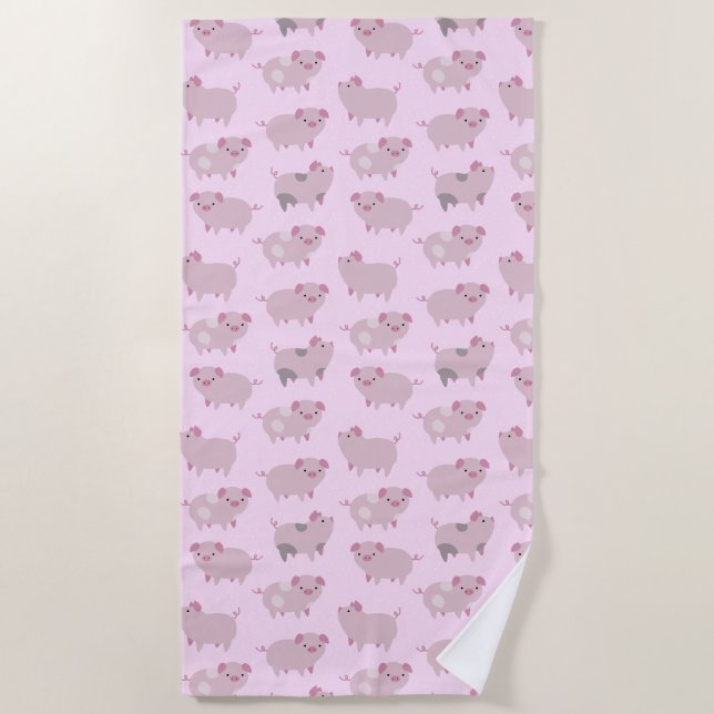 Niedliches Pink Baby Pantoletten Muster & Dots Strandtuch (Vorderseite)