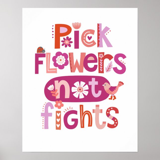 Niedliches Pink-Blütenhandschrift mit Typografie-Z Poster (Vorne)
