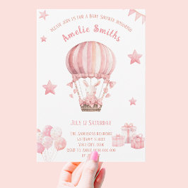 Niedliches Pink-Bunny in einer Balloon Baby Dusche Einladung