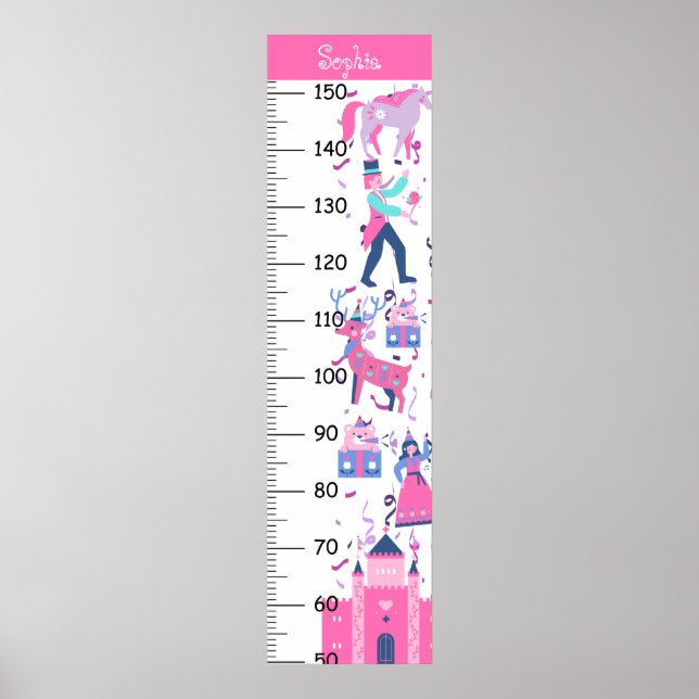Niedliches Pink Castle Growth Chart Poster (Vorne)
