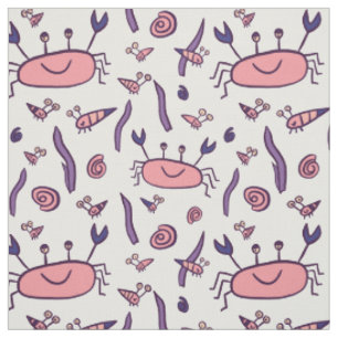 Niedliches Pink Crab Sea Animes Muster Kindermädc Stoff