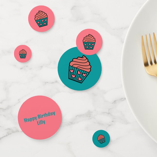 Niedliches Pink Cupcake Theme Girl Birthday Party Konfetti (Von Creator hochgeladen)