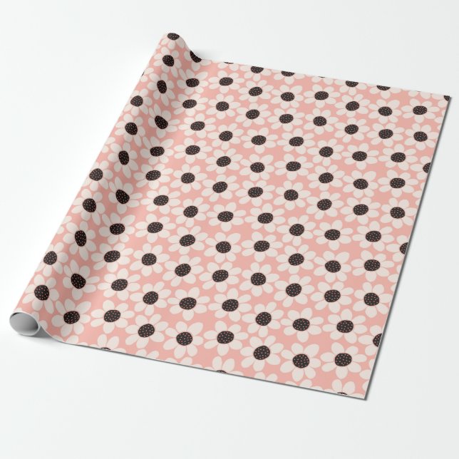 Niedliches Pink Daisy Blume Muster Geschenkpapier (Ungerollt)
