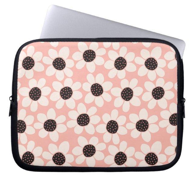 Niedliches Pink Daisy Blume Muster Laptopschutzhülle (Vorderseite)
