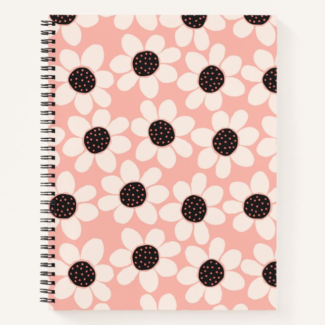Niedliches Pink Daisy Blume Muster Notizbuch (Vorderseite)