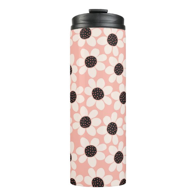 Niedliches Pink Daisy Blume Muster Thermosbecher (Vorderseite)