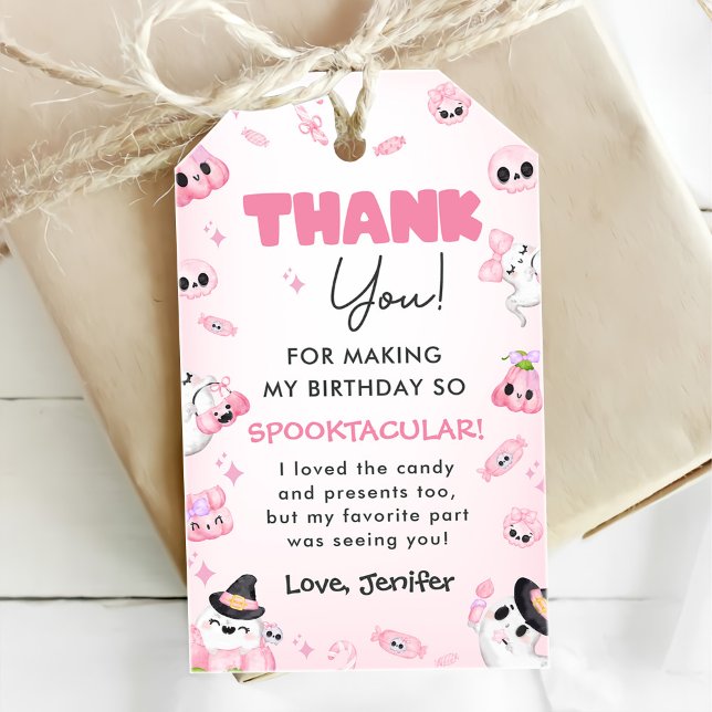 Niedliches Pink Ghost Halloween 1. Geburtstag Geschenkanhänger (Von Creator hochgeladen)