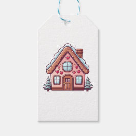 Niedliches Pink Gingerbrot House Geschenkanhänger