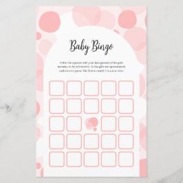 Niedliches Pink Girl Baby Dusche Bingo Spiel