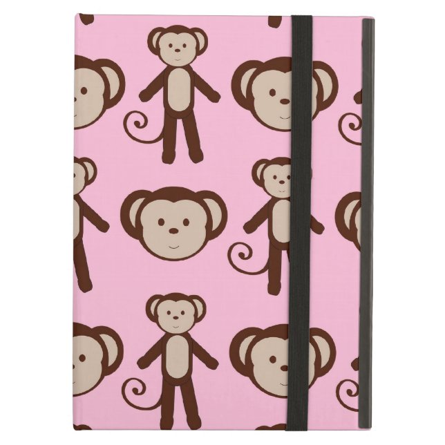 Niedliches Pink Girly Monkey Girl Collage Muster (Vorderseite Geschlossen)