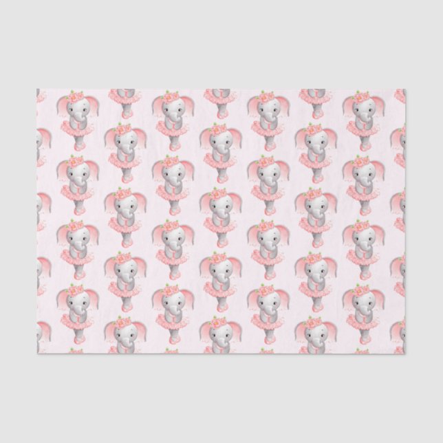 Niedliches Pink & Grau Elephant Ballerina Muster Seidenpapier (Vorderseite)