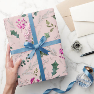 Niedliches Pink Greenerity Pattern Geschenk Geschenkpapier