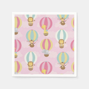 Niedliches Pink Hot Air Ballon Papier Serviette