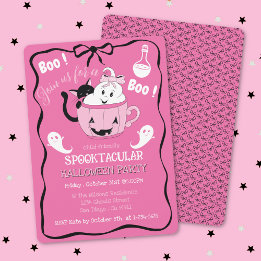 Niedliches Pink Kid Halloween Einladung mit Black