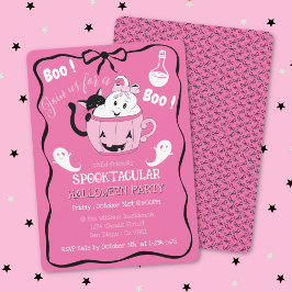 Niedliches Pink Kid Halloween Einladung mit Black