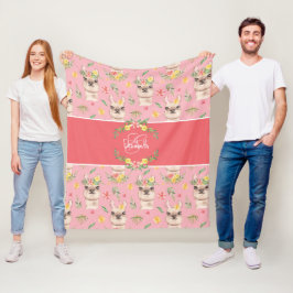 Niedliches Pink Lama Muster für kleine Mädchen Fleecedecke
