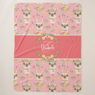 Niedliches Pink Lama Muster für kleine Mädchen Sherpadecke