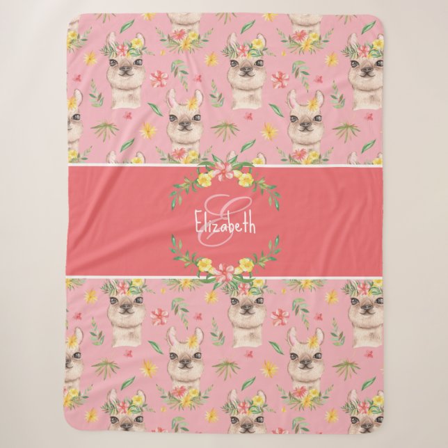Niedliches Pink Lama Muster für kleine Mädchen Sherpadecke (Vorderseite)