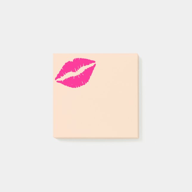 Niedliches Pink-Lippenstift-Kissenpapier Post-it Klebezettel (Vorderseite)