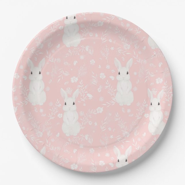 Niedliches Pink-Mädchen Pappteller (Vorderseite)