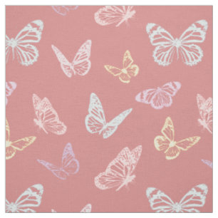 Niedliches Pink Pastel Butterfly Pattern Girl's Ki Stoff