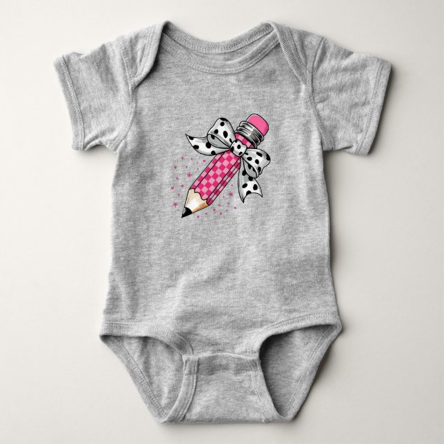 Niedliches Pink Pencil Baby Outfit Baby Strampler (Vorderseite)
