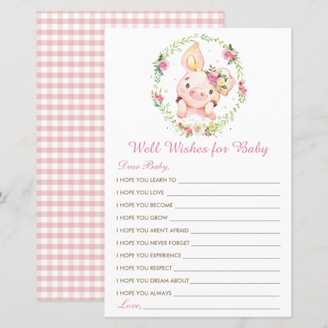Niedliches Pink Pig Piglet Brunnens wünscht sich B (Vorne/Hinten)