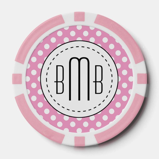 Niedliches Pink Polka Dots Muster Pokerchips (Vorderseite)