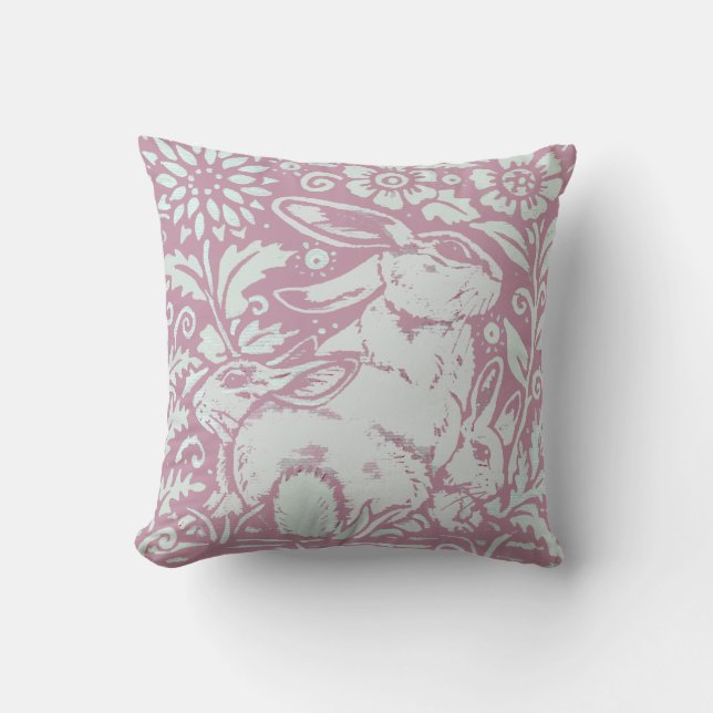 Niedliches Pink Rabbit Baby Bunny Pastel Kinderzim Kissen (Vorderseite)