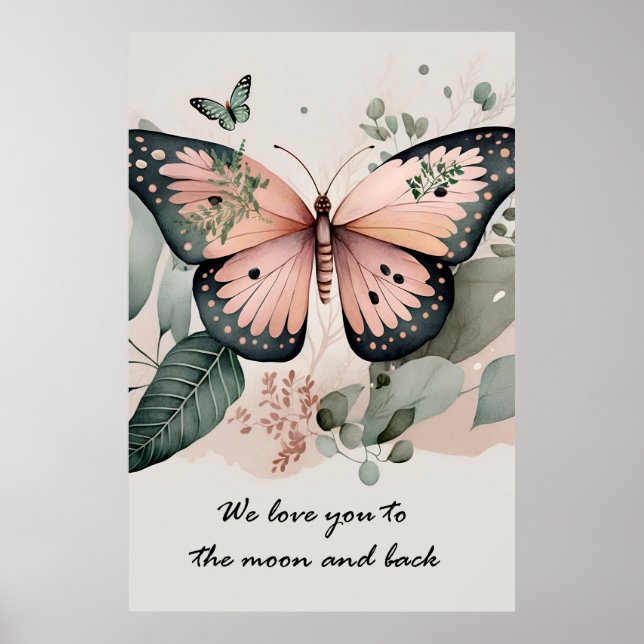 Niedliches Pink-Schmetterling-Poster Poster (Vorne)