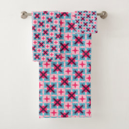 Niedliches Pink Star Pattern Badetuch Badhandtuch Set